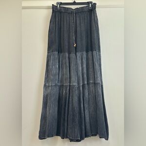 NWT Young Threads XL Charcoal Tiered Patchwork Wide-Leg Drawstring Pants